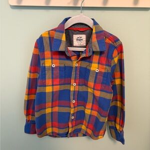 Mini Boden Blue and Yellow Plaid Shirt